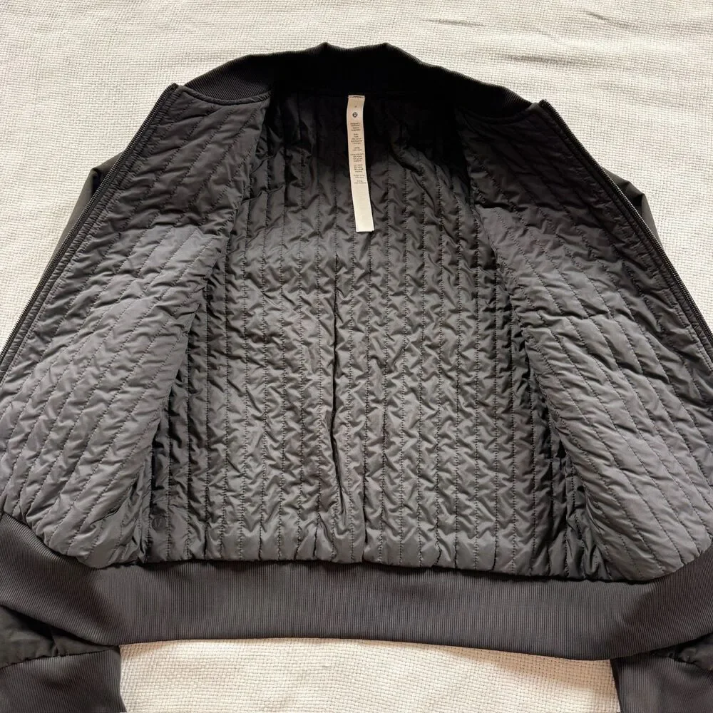 Lululemon Black Bomber Jacket 4 reversible warm fall